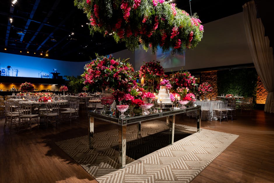 Elegant wedding reception venue ready for guests